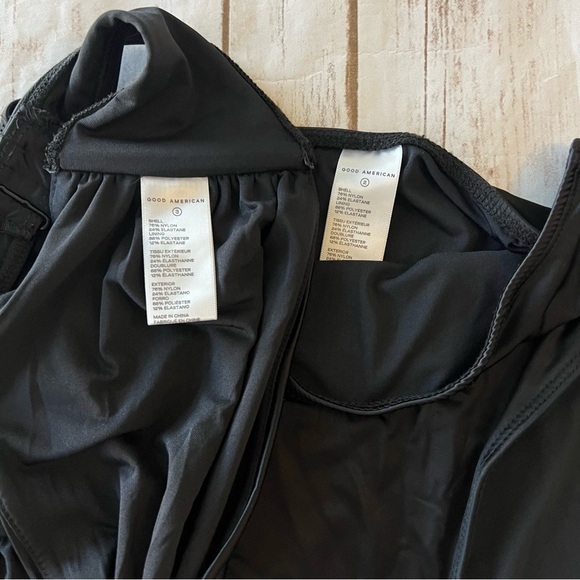 Good American Shiny Black Twist Bandeau Bikini Set - Picture 3 of 4